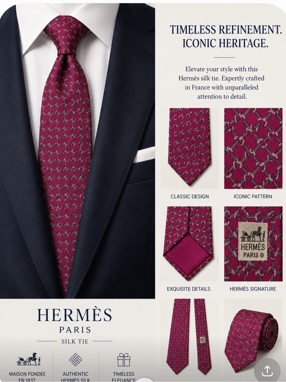 🔥HERMES Silk printed TIE STUNNING Price Firm!
